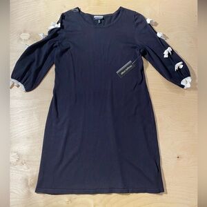 Allison Brittney Black Dress with White Bow Details XL (KK)